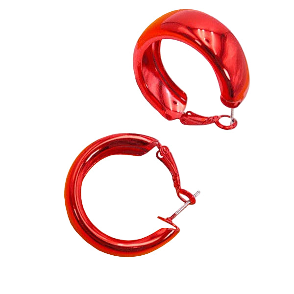 Red Metallic Hoop Earrings