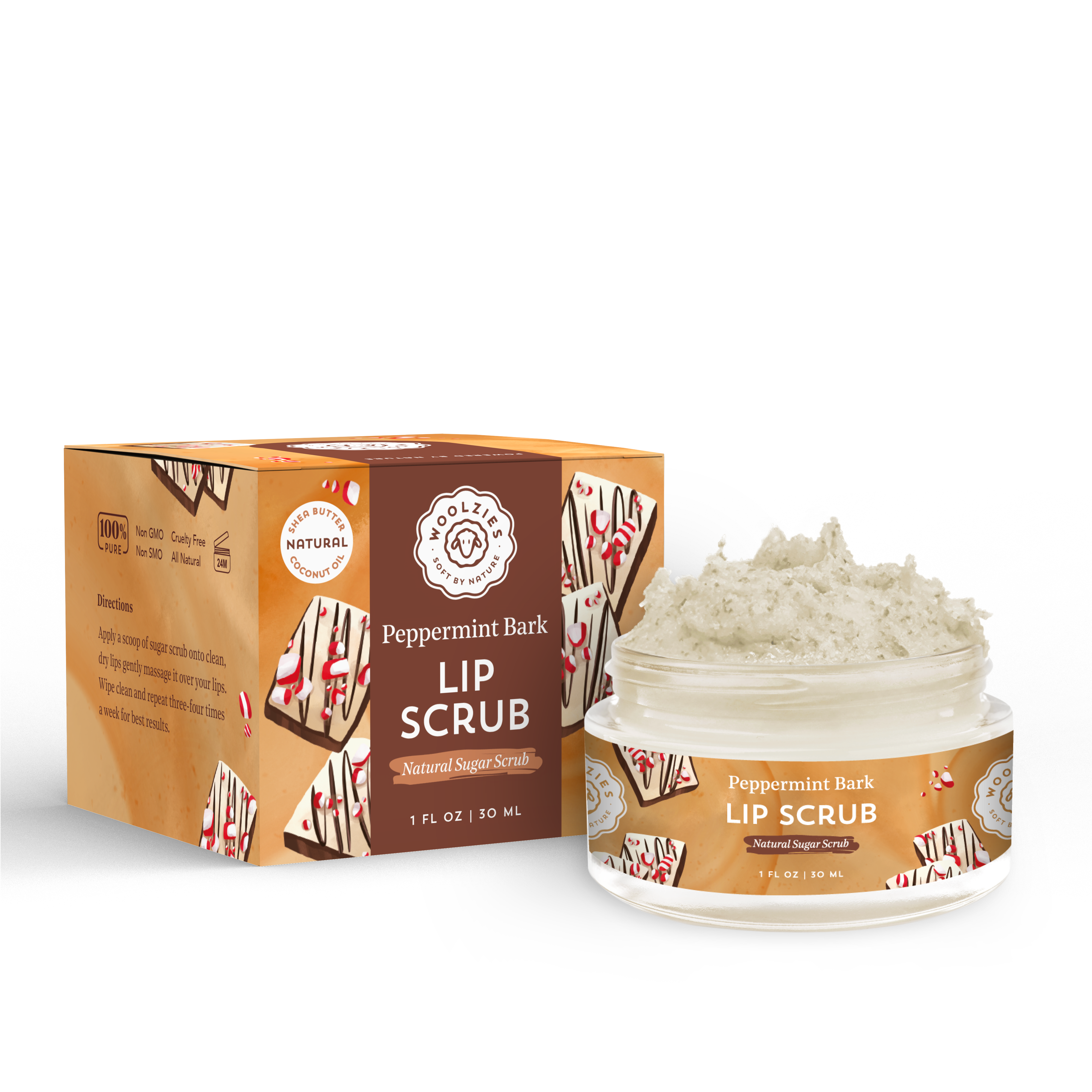 Peppermint Bark Sugar Lip Scrub | Shea & Cocoa Butter