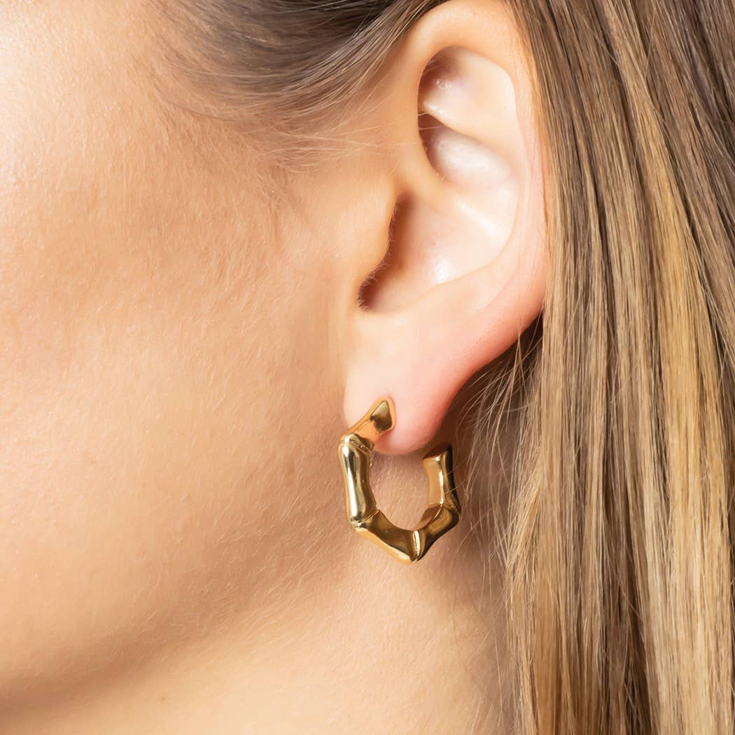 Lillian - 14K Gold Dipped Hexagon Hoop Earrings