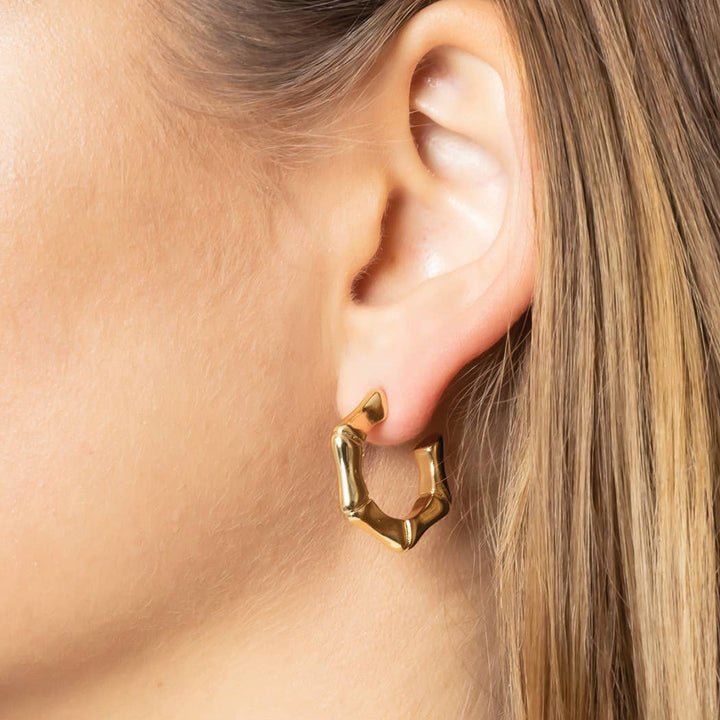 Lillian - 14K Gold Dipped Hexagon Hoop Earrings