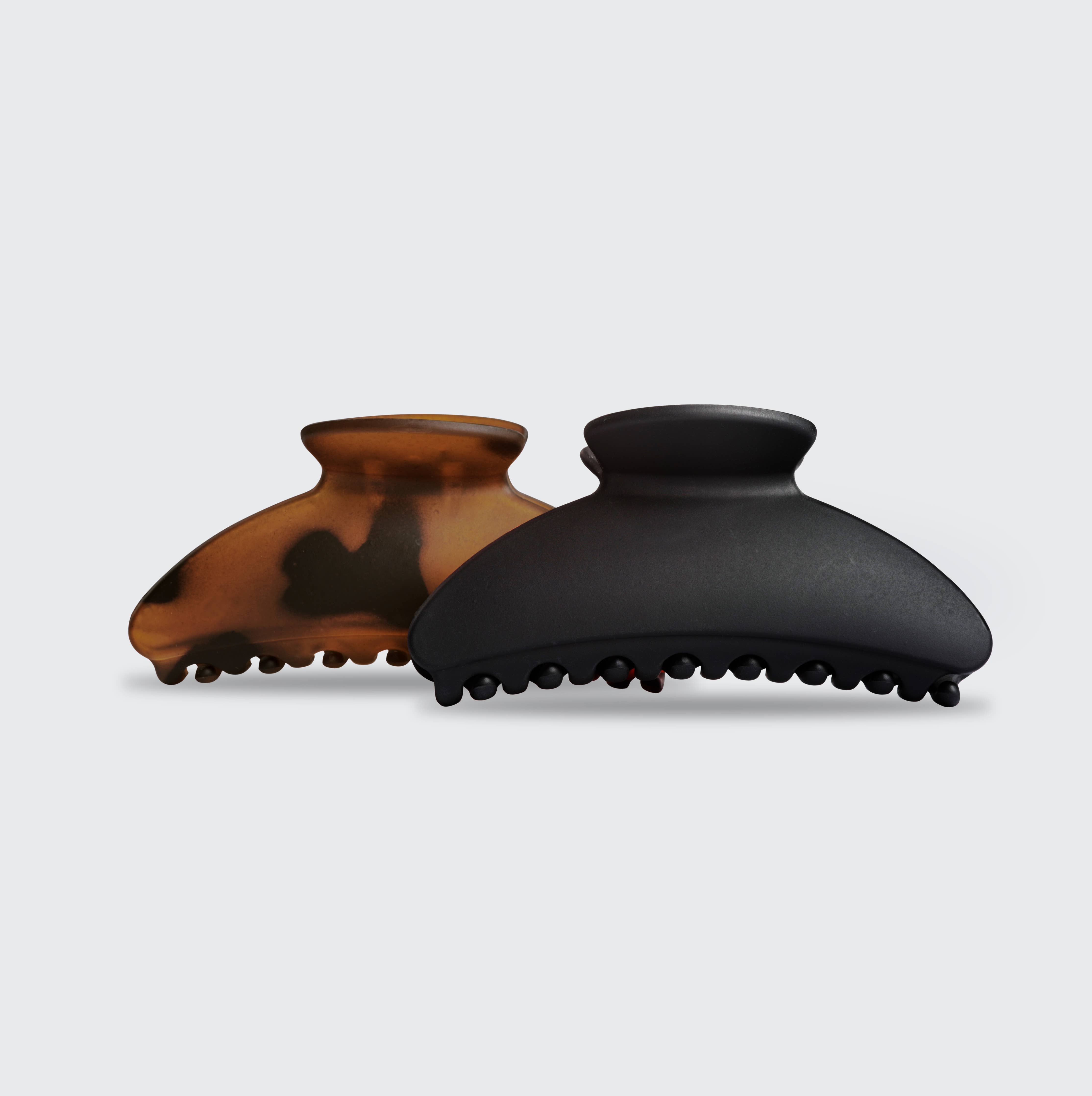 Kitsch - Recycled Plastic Medium Claw Clips 2pc - Black & Tort