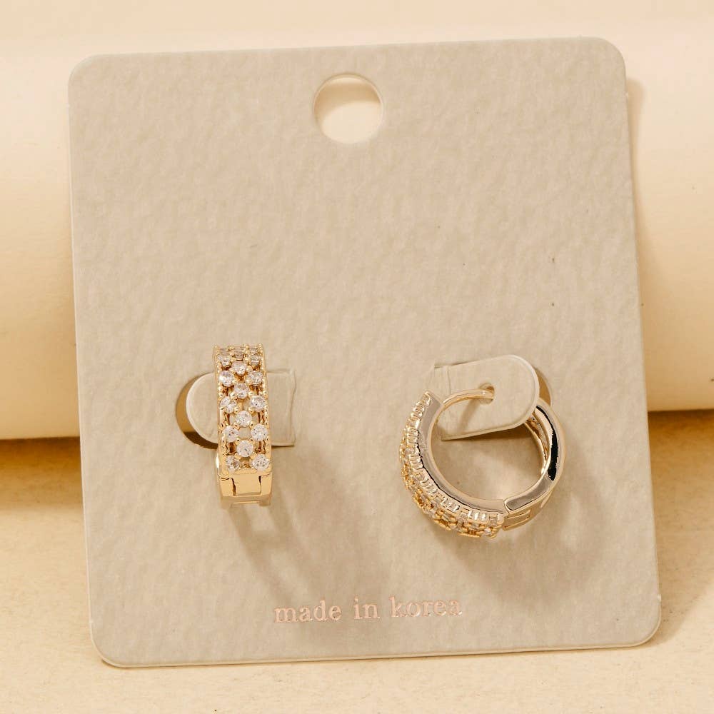 Suzi - Rhinestone Checkered Hoop Earrings