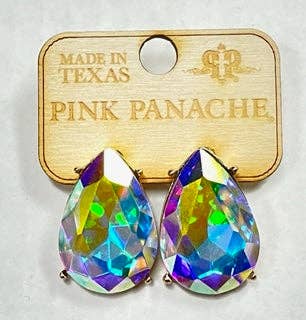 Pink Panache - Large AB Teardrop Stud Earrings