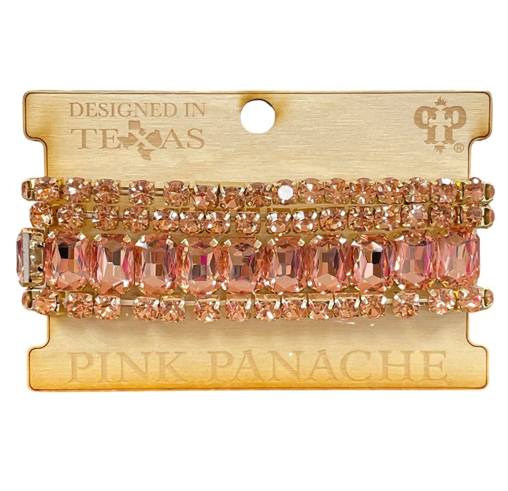 Pink Panache - Rose Pink Rhinestone Bracelet Set (Extended Size)