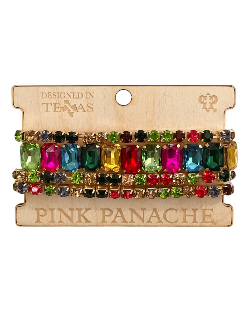 Pink Panache - Multi Color Rhinestone Stretch Bracelet Set (Extended Size)