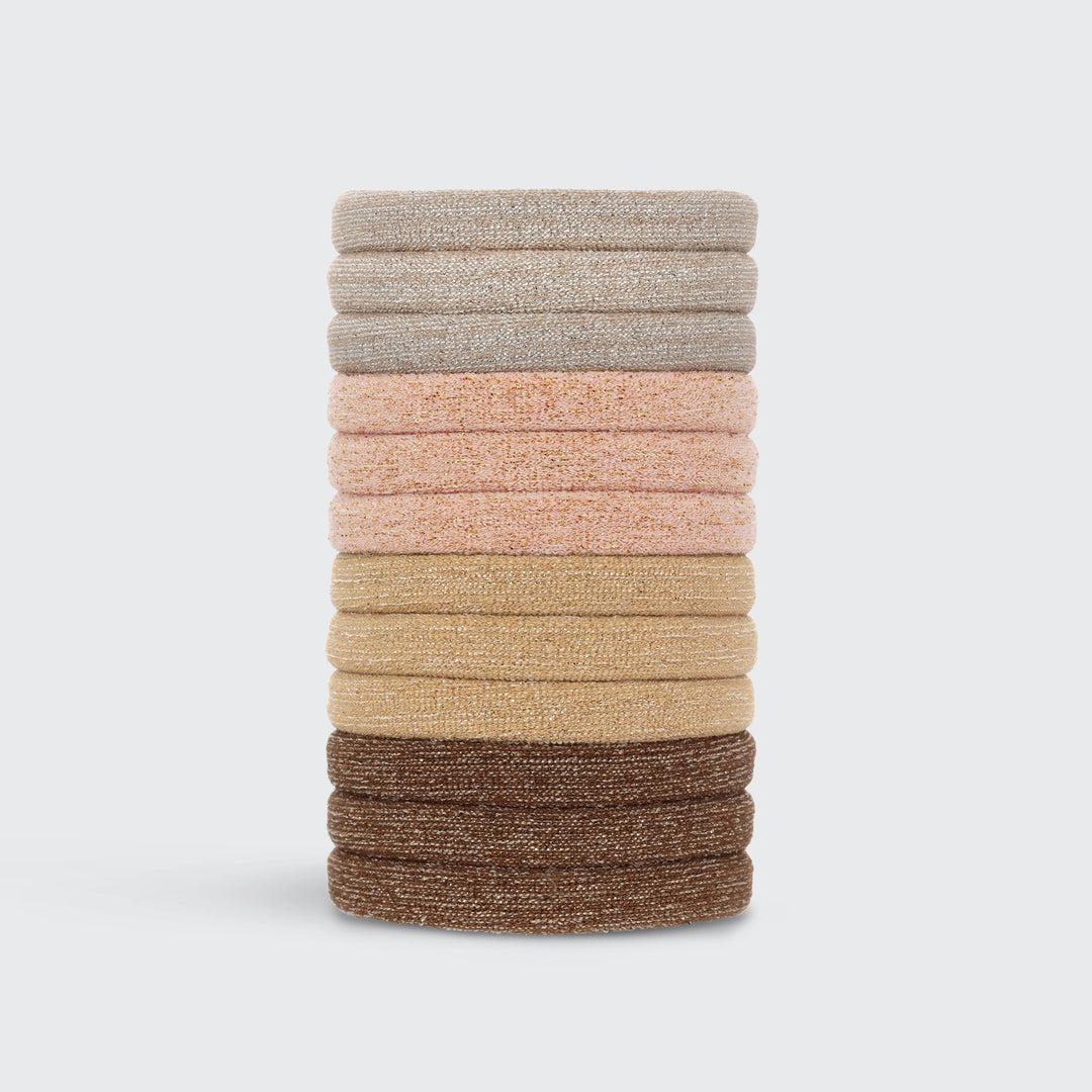 Kitsch - Recycled Nylon Glitter Medium Elastics 12pc (Neutral)