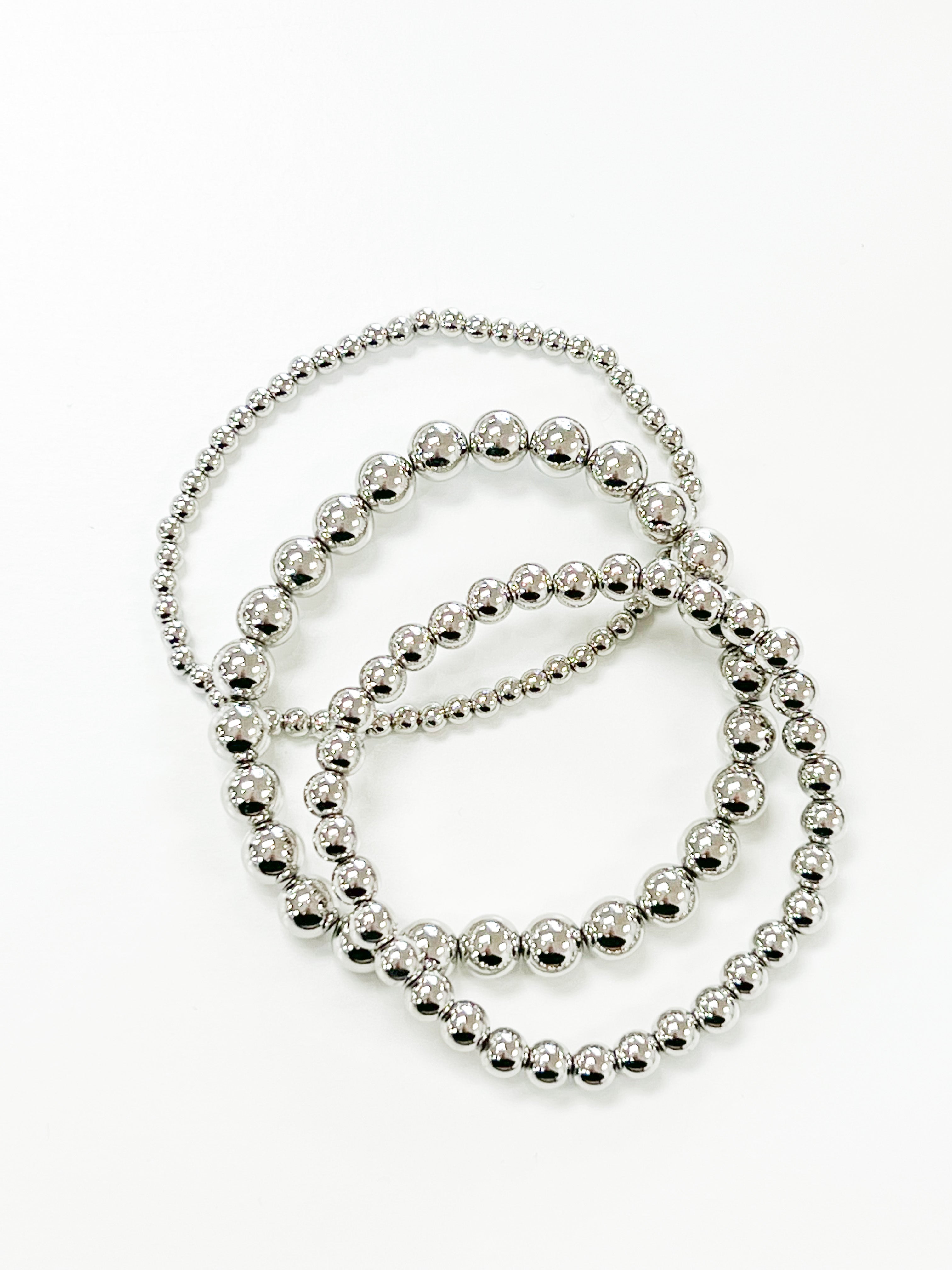 April - Stretchable Beaded Bracelets (Silver)