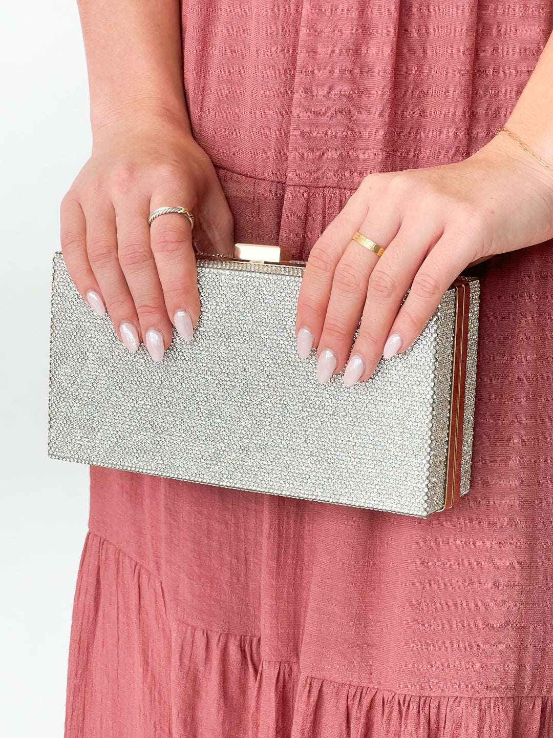 Silver Rhinestone Clutch