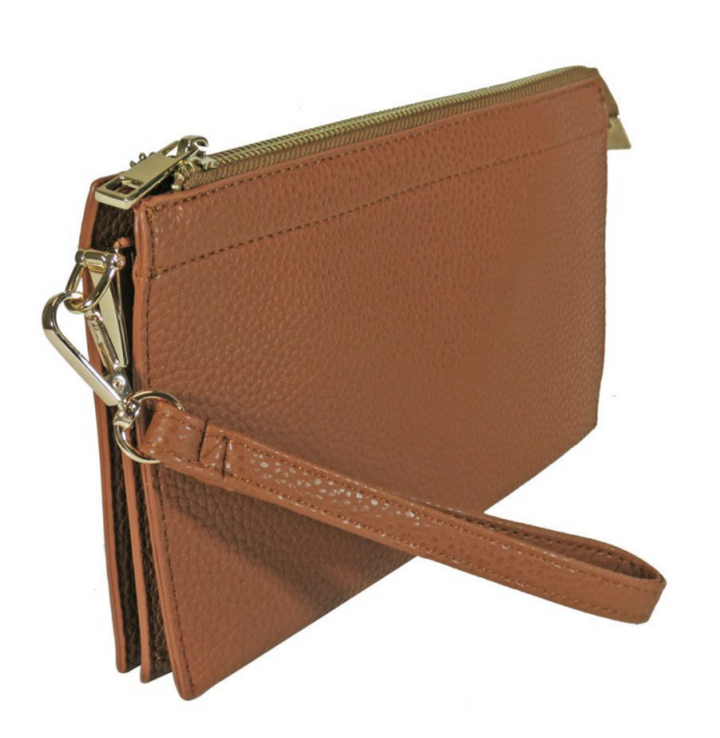 Lexie - 5 Compartment Crossbody/Wristlet (Cognac)