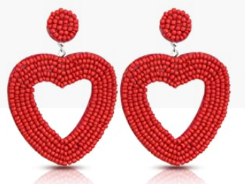 Valerie - Beaded Heart Earrings
