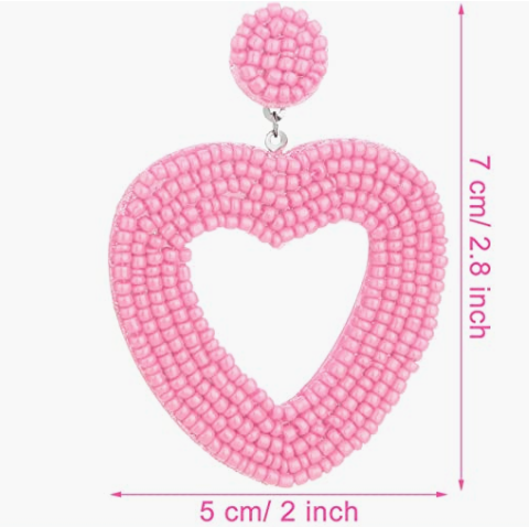 Valerie - Beaded Heart Earrings