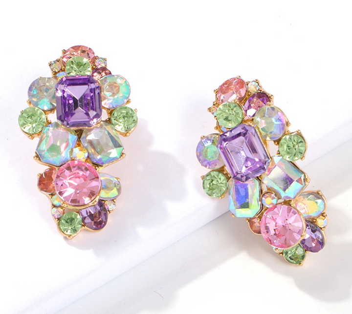 Cynthia - Chunky Rhinestone Statement Earrings