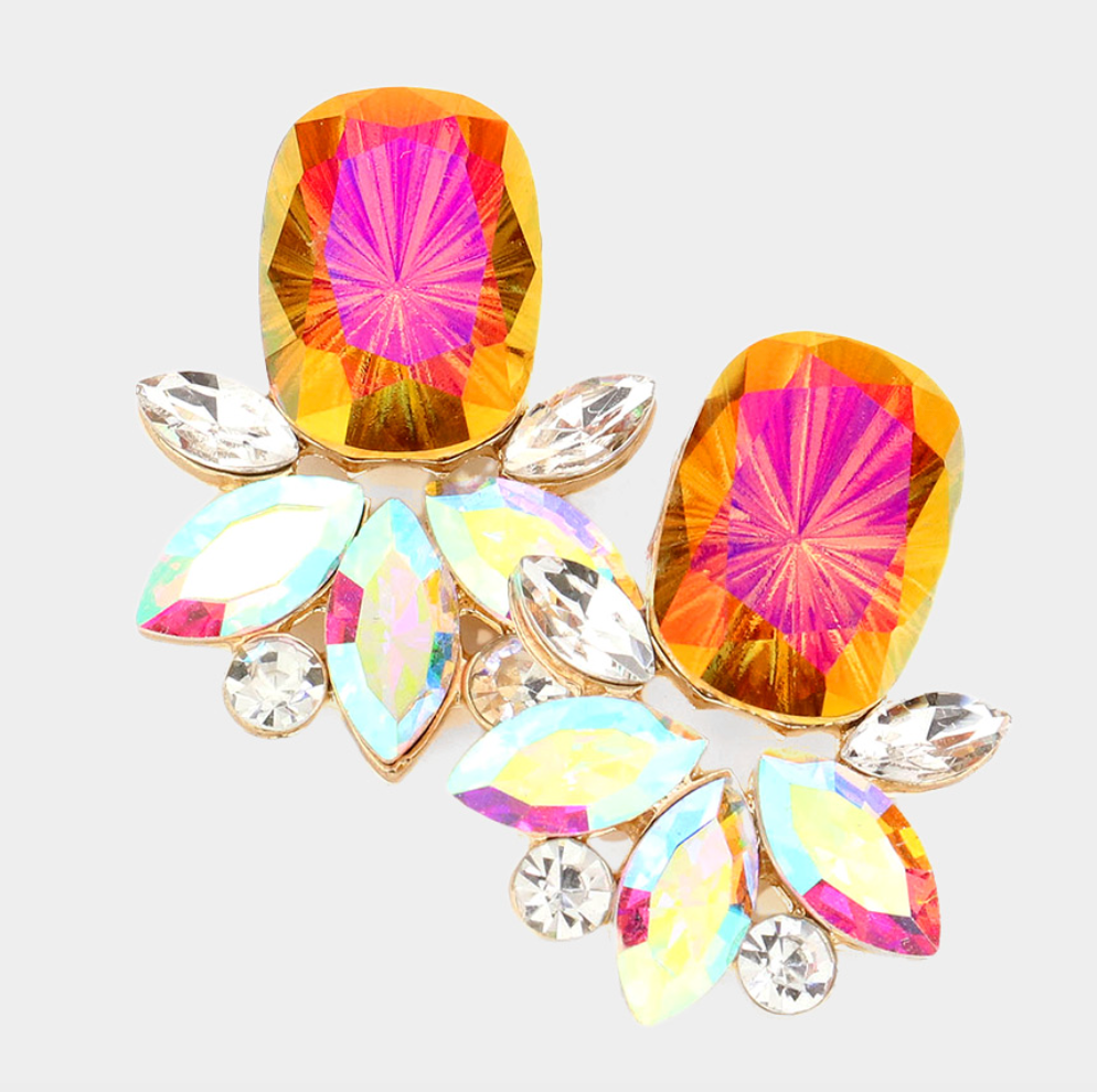 Prissy - Statement Rhinestone Earrings (AB)