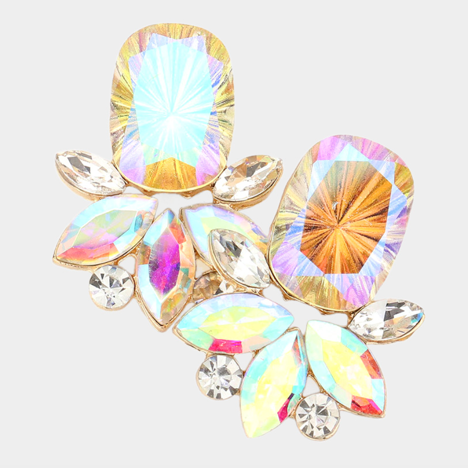 Prissy - Statement Rhinestone Earrings (AB Light Topaz)