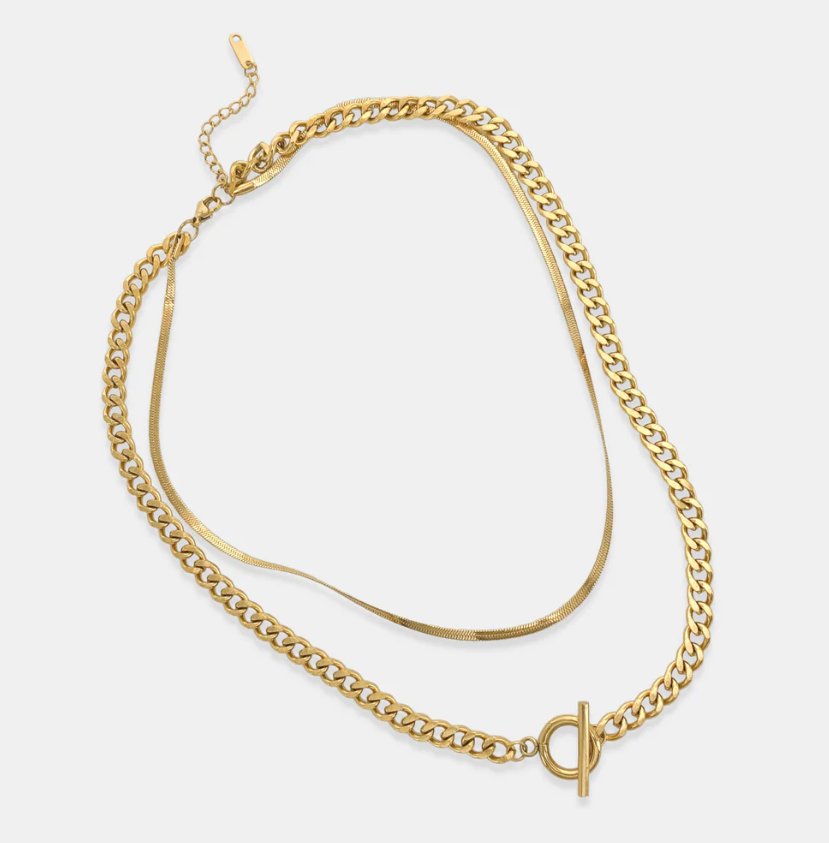 Alexa - Gold Double Layer Chain Necklace