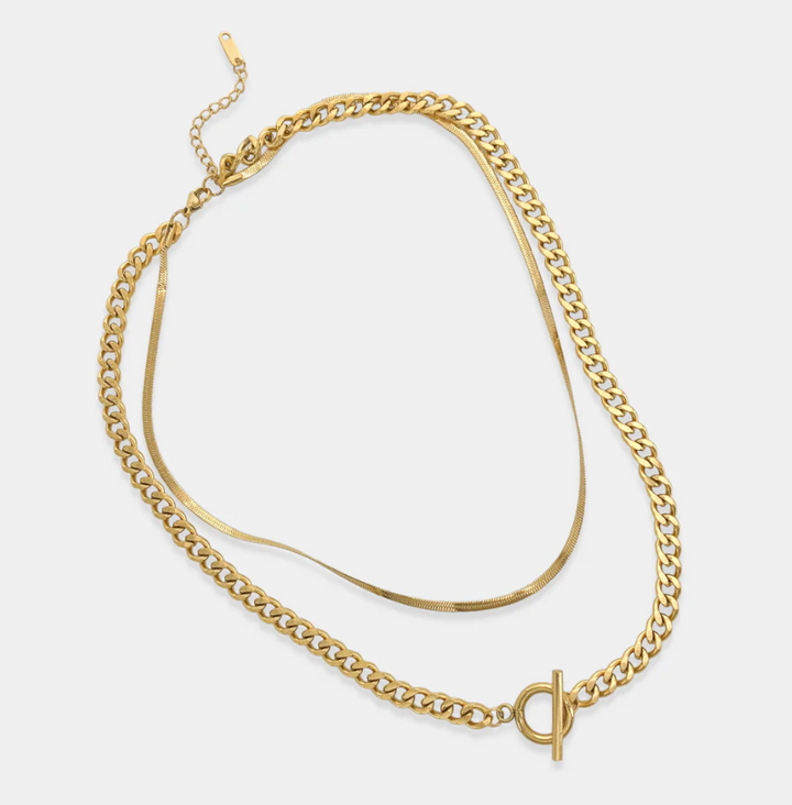 Alexa - Gold Double Layer Chain Necklace