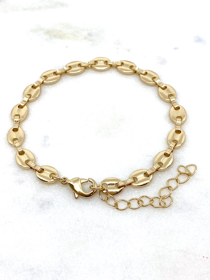 Kenzie Gold Oval Disc Link Bracelet