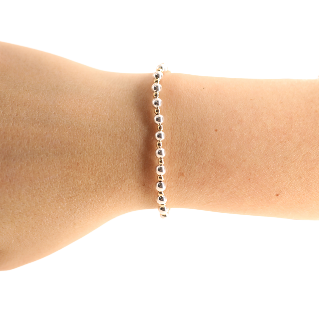 Beaded Blondes - Mini Katy Bracelet in Silver with Gold - Extended