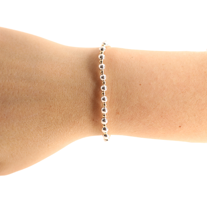 Beaded Blondes - Mini Katy Bracelet in Silver with Gold - Extended