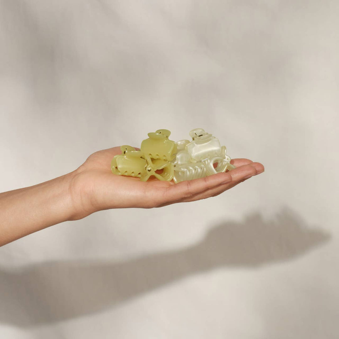 Kitsch - Mini Jelly Cloud Clips 8pc Set - Pearlized Cream & Butter Yellow