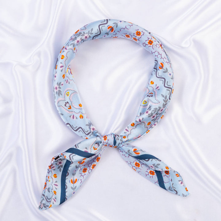 Becki - Blue Floral Silk Scarf
