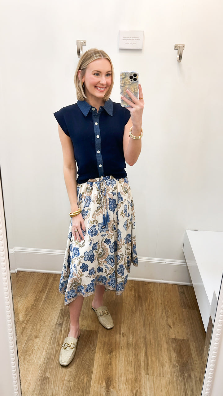 Verona - Floral Handkerchief Midi Skirt
