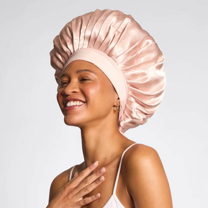 Kitsch - Adjustable Oversized Satin Bonnet (Blush)