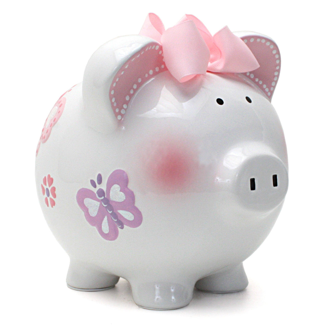 Large Piggy Bank - Butterflies
