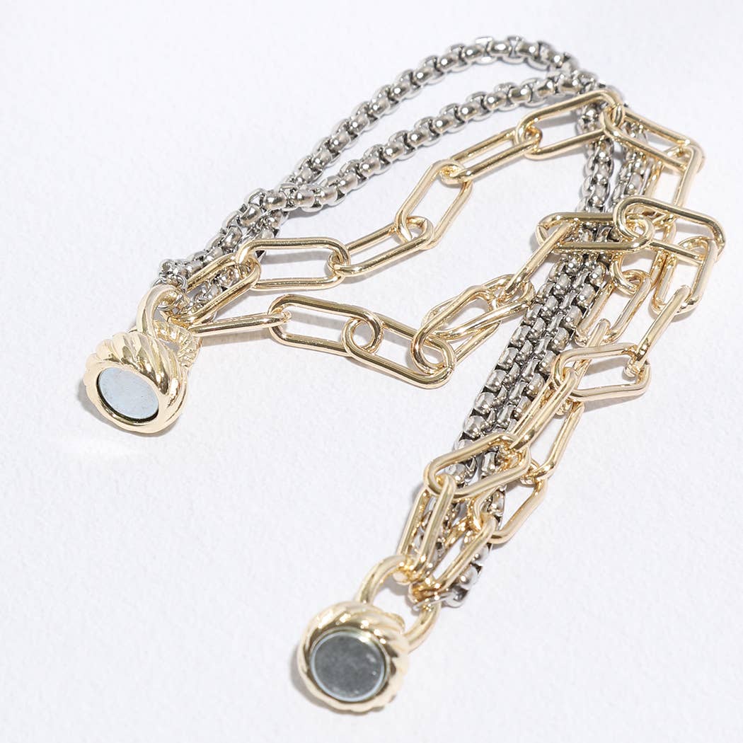 Adele - Two Tone Multi Chain Link Bracelet