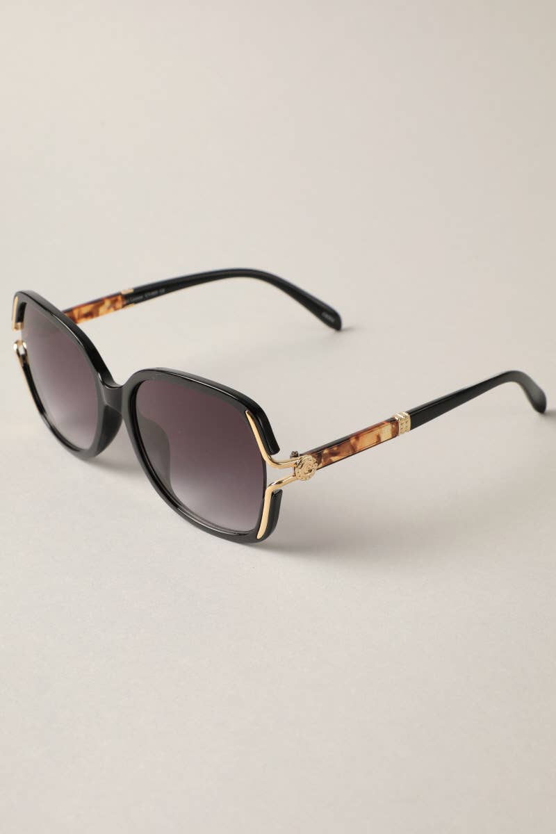 Kalani - Leopard Detailed Square Frame Sunglasses