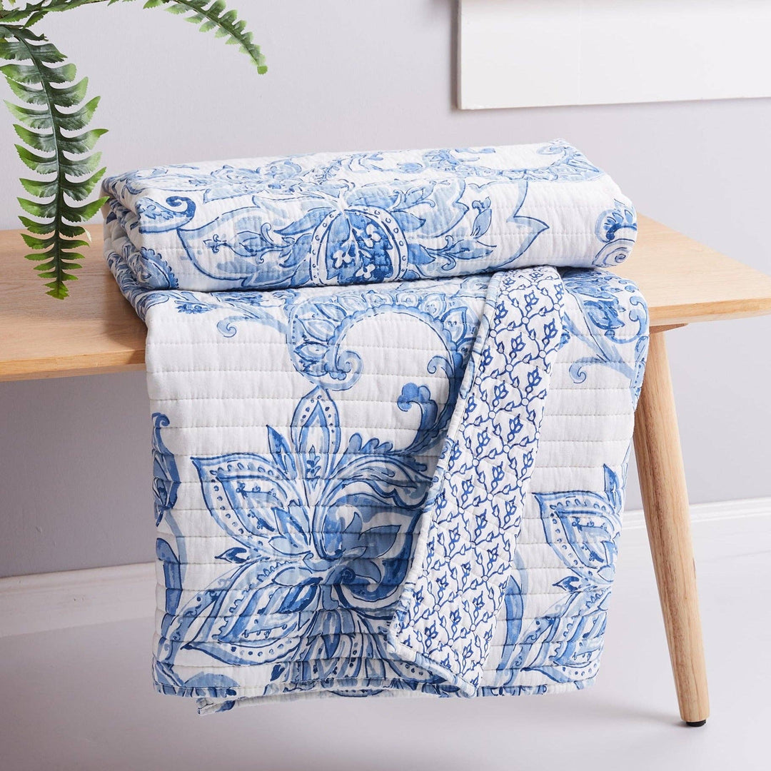 Bennett Quilted Throw - Blue