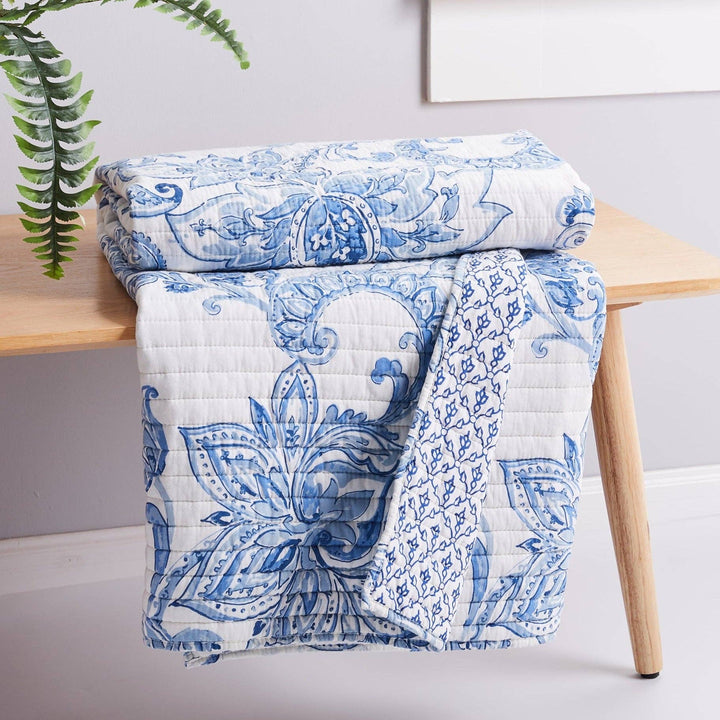 Bennett Quilted Throw - Blue