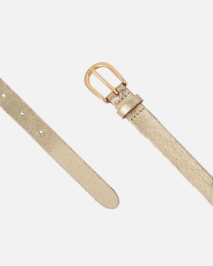 Eva - Metallic Gold Full Grain Leather Belt -Medium/Large