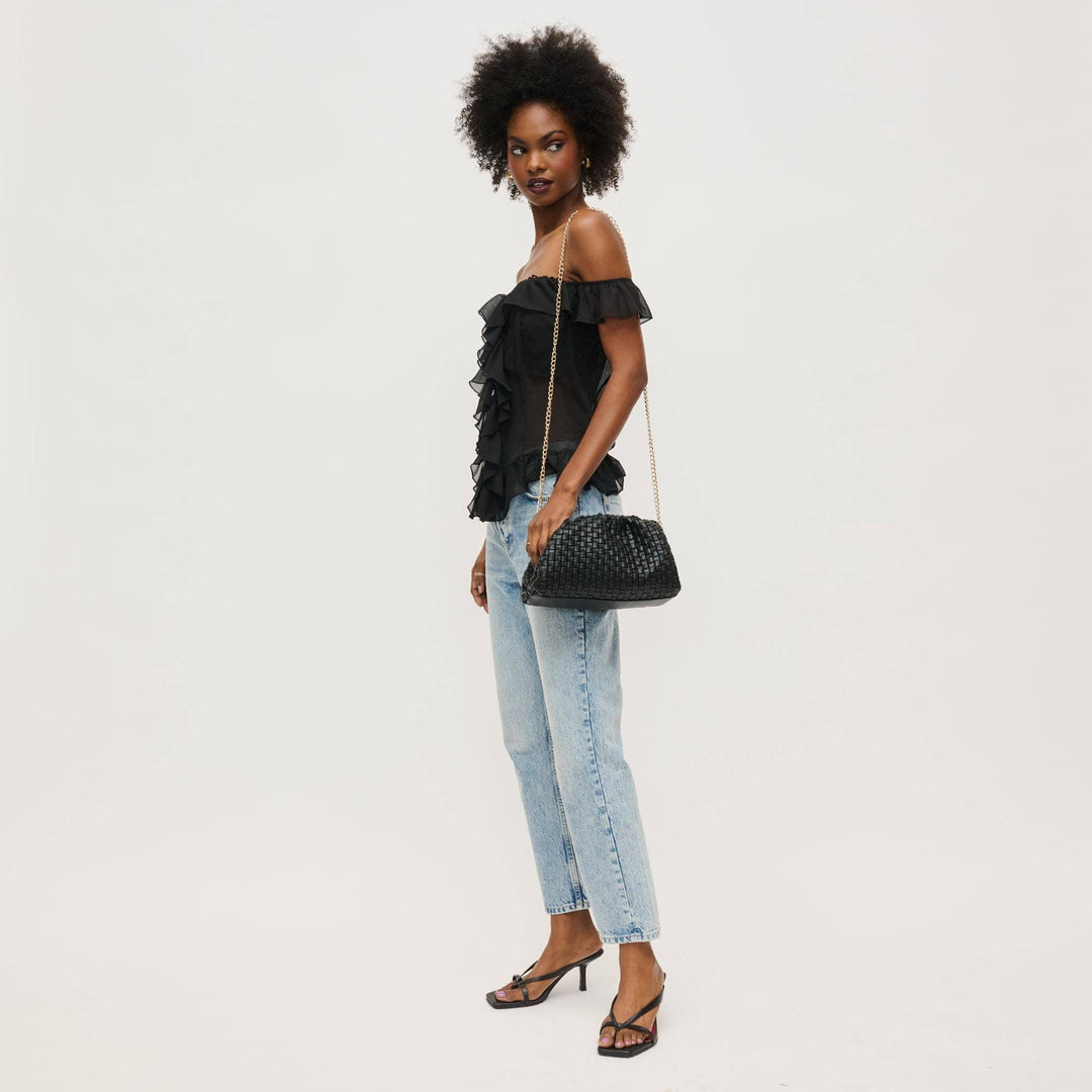 Tate - Woven Frame Clutch (Black)