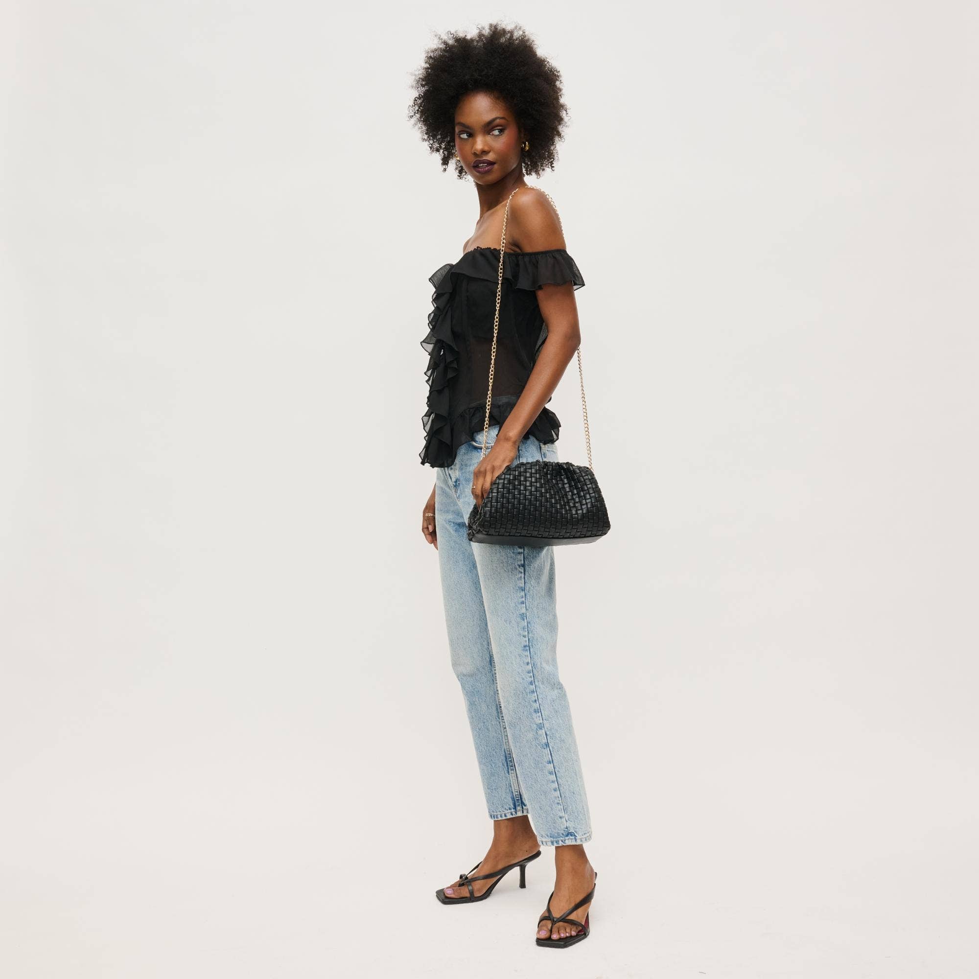Tate - Woven Frame Clutch (Black)
