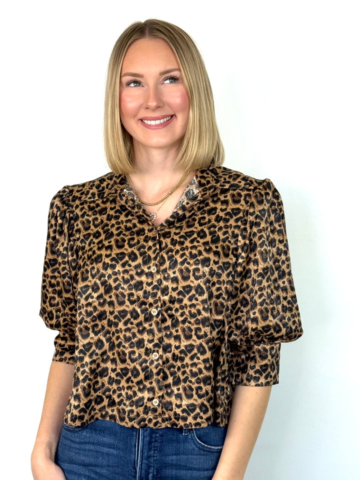Monica - Leopard Puff Sleeve Top