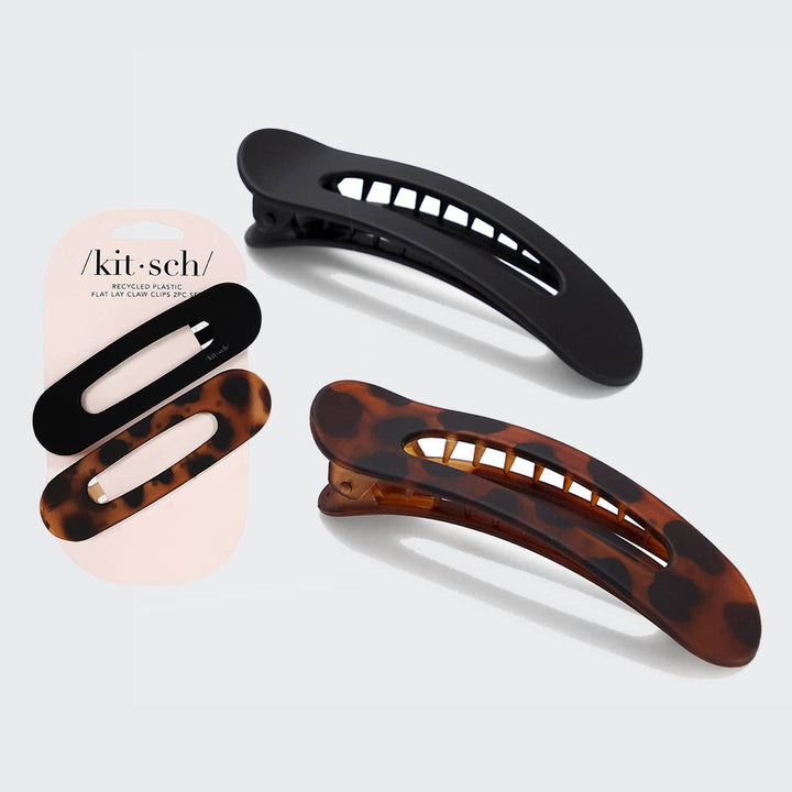 Kitsch - Flat Lay Claw Clip 2pc (Black & Tort)