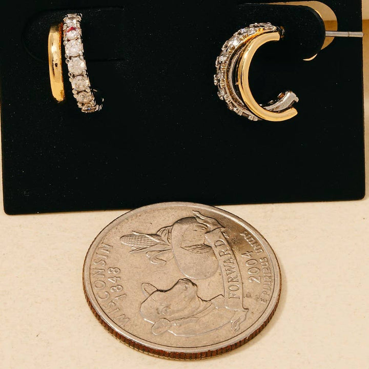 Gabbi - Gold Rhinestone Layered Hoop Earrings