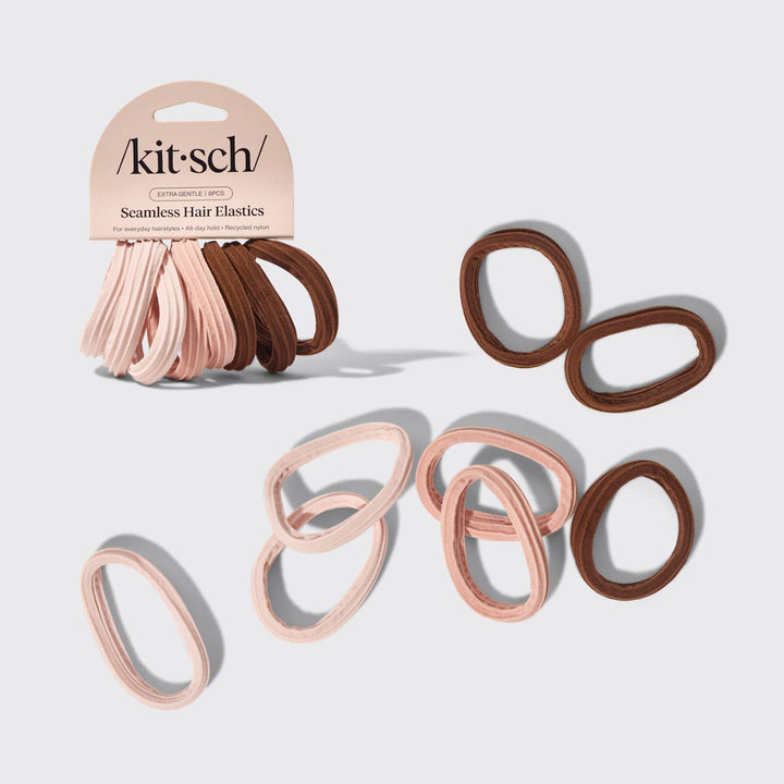 Kitsch - Recycled Seamless Hair Elastics 8pc Set (Rosewood)