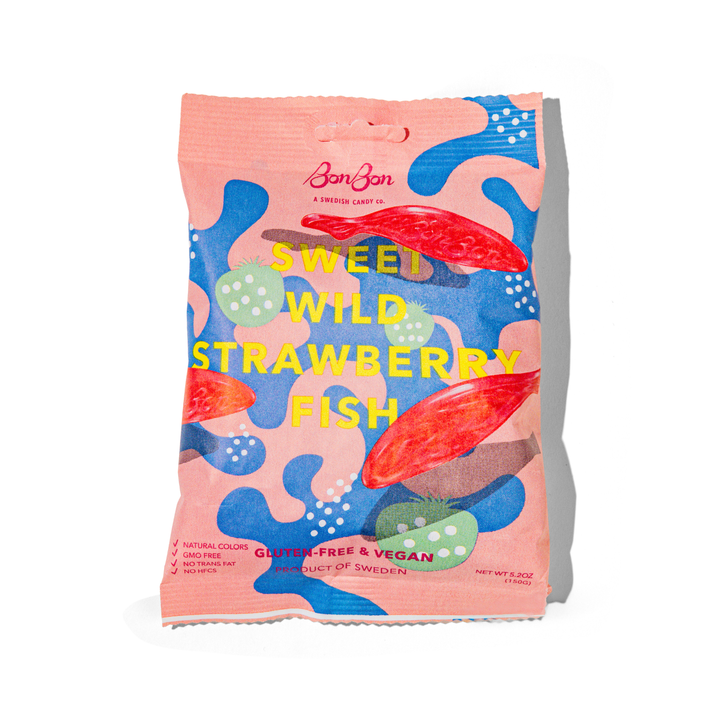 BonBon - Sweet Wild Strawberry Fish - Swedish Candy 5.2oz