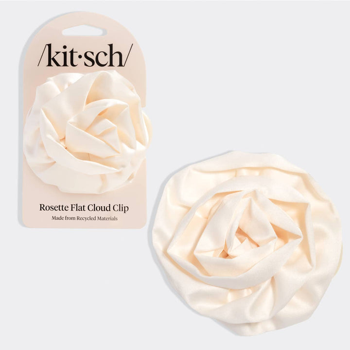Kitsch - Satin Rosette Medium Flat Cloud Clip - Cream