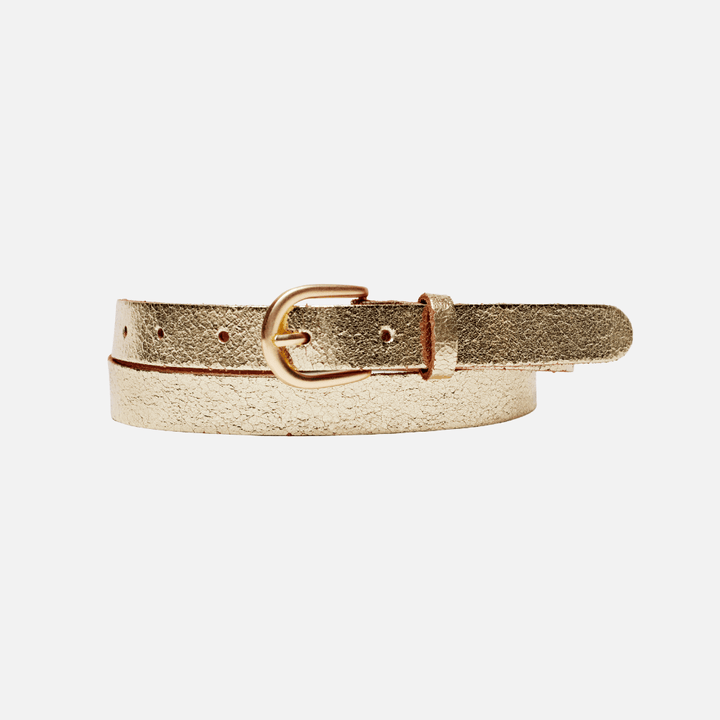 Eva - Metallic Gold Full Grain Leather Belt - Large/XL