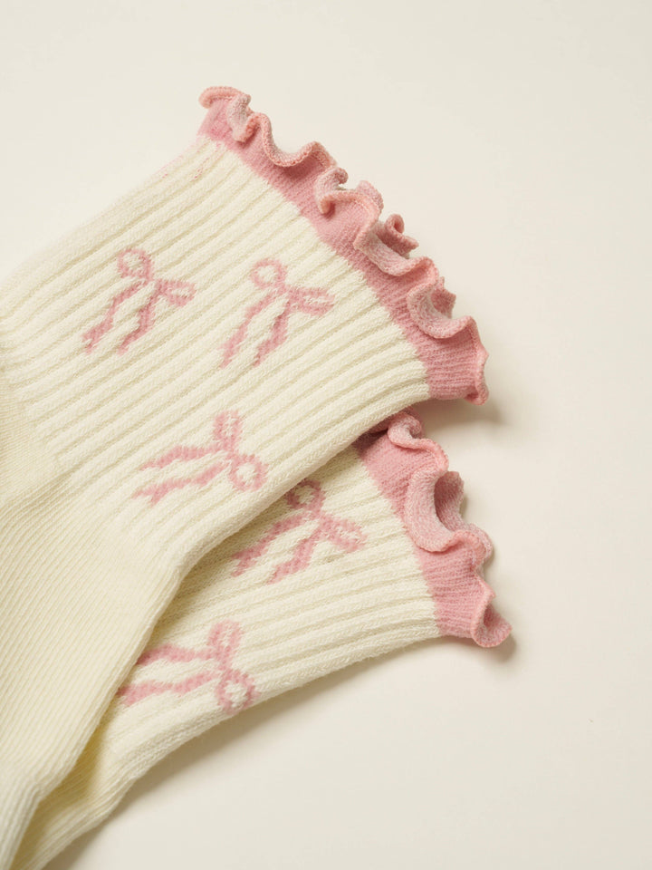 Grip Socks - Bows & Ruffles - Pink