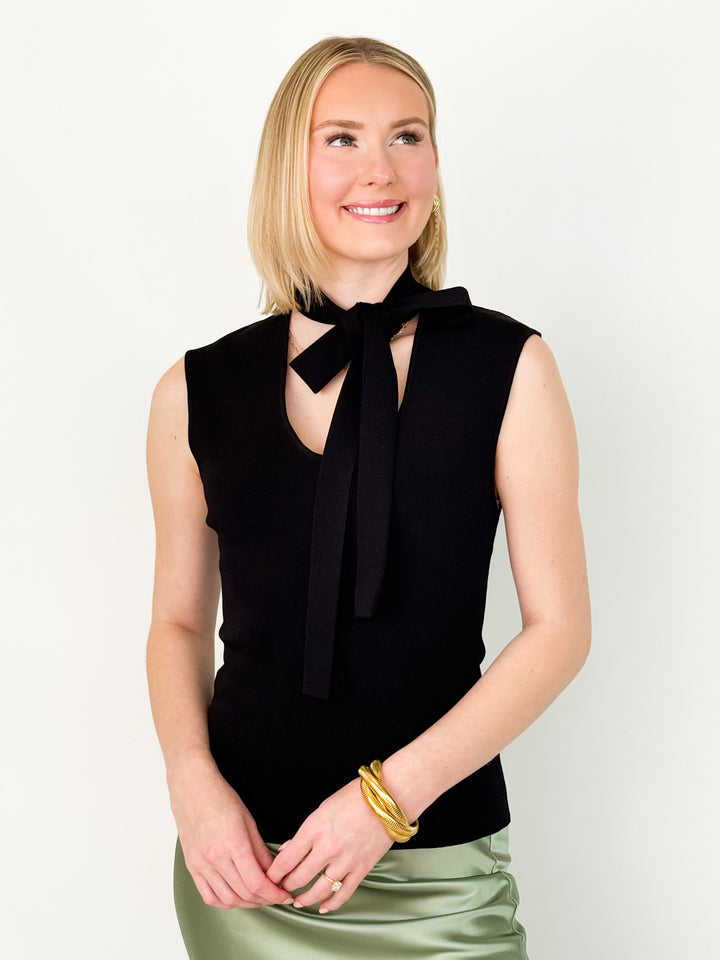 Nelli - Neck Tie Knit Top