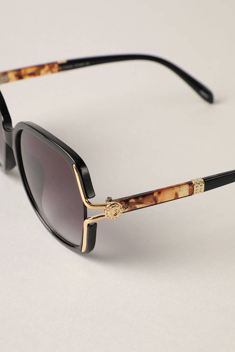 Kalani - Leopard Detailed Square Frame Sunglasses
