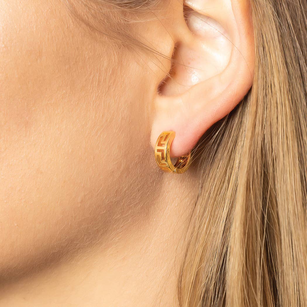 Ava - 14K Gold-Dipped Carved Hoop Earring