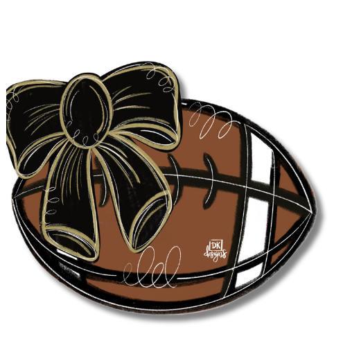 Door Hanger Attachment - Football w/ Black and Gold Bow Mini