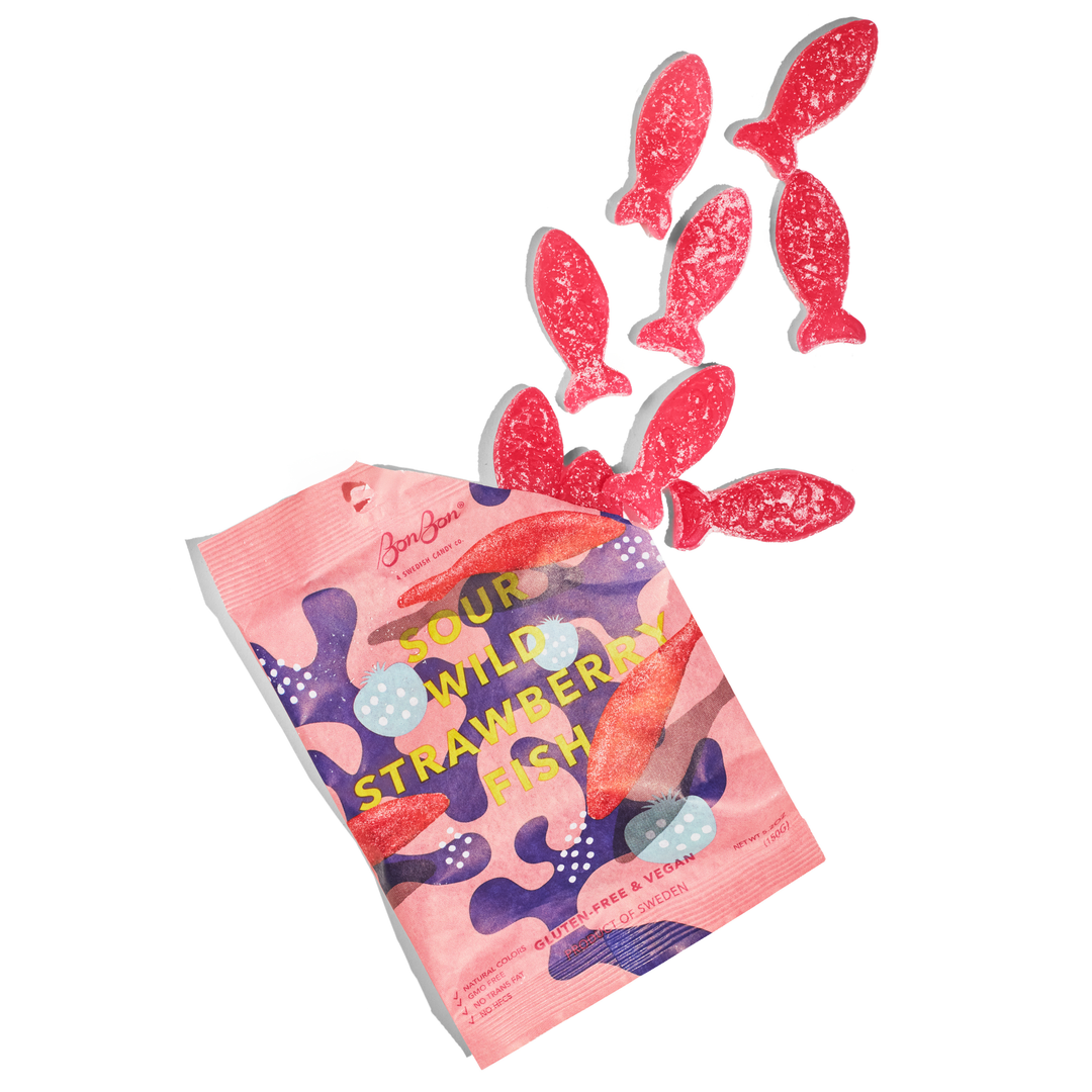 BonBon - Sour Wild Strawberry Fish - Swedish Candy 5.2oz