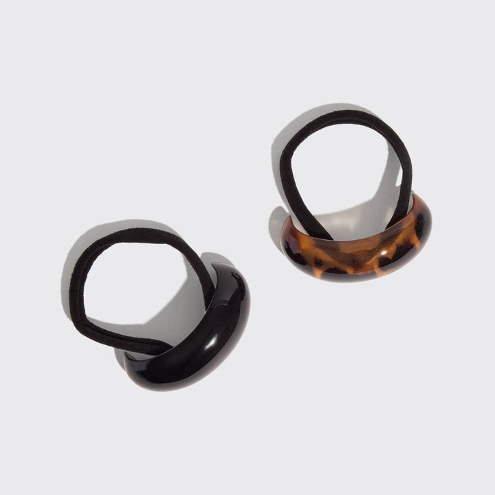 Kitsch - Black & Tort Cloud Cuff Ponytail Holders- Medium