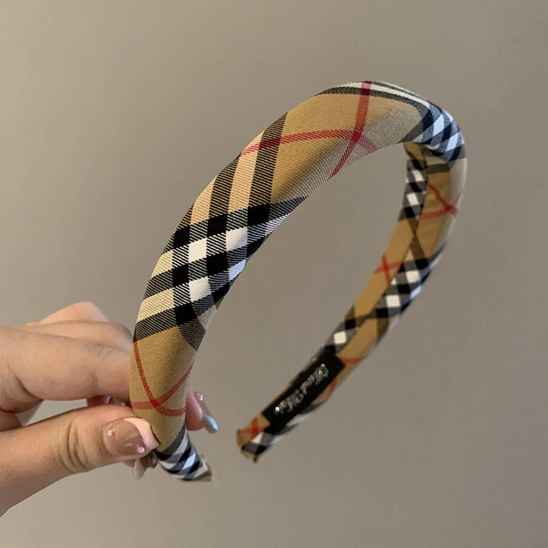 Thin Plaid Padded Headband